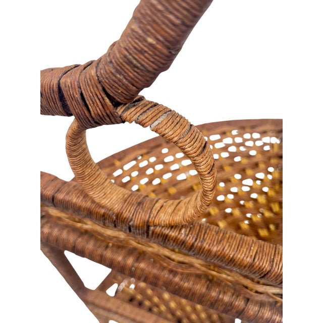 Vintage 1980s Woven Rattan Folding Corner Shelving Units – Pair | Boho Coastal Étageres For Sale - Image 16 of 18