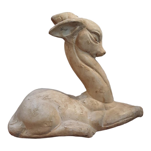 Art Deco Doe Deer Sculpture For Sale
