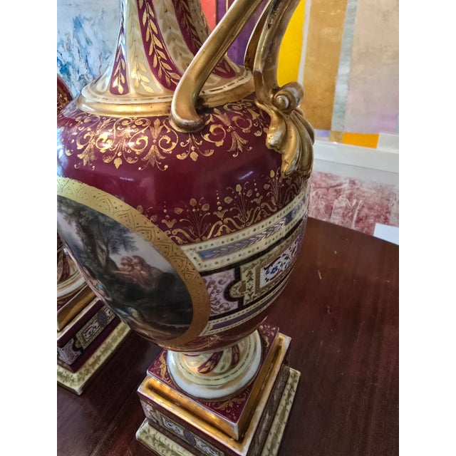 Antique Pair of Royal Vienna Palace Ewers Neoclassical For Sale - Image 9 of 16
