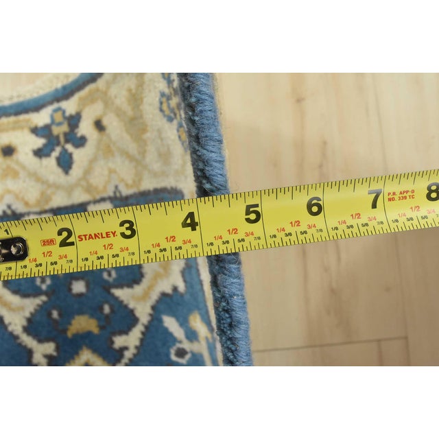 Oushak Runner 2’7” X 9’11” Blue Wool Tribal Hand-Knotted Oriental Rug For Sale - Image 11 of 13