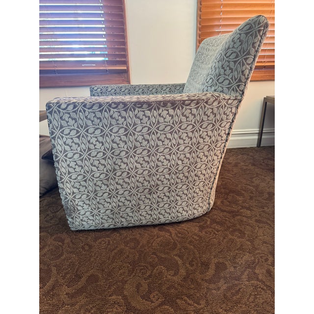 Transitional Crate & Barrel Mandy Mist Swivel Chair For Sale - Image 3 of 7