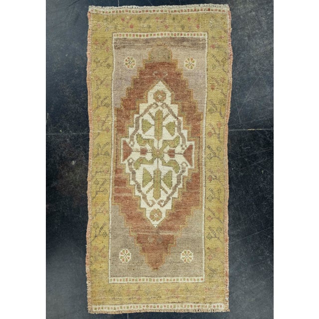 Brown Turkish Mini Rug Oriental Hand Knotted Vintage Rug 1'7" x 3'6" #16618 For Sale - Image 8 of 8