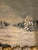 Shabby Chic Dark Vintage Winter Landscape in Figural Santas Ornamental Frame For Sale - Image 3 of 6