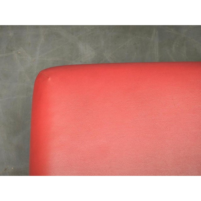 Gold 1980s Italian Postmodern Red Faux Leather Pouf Ottoman For Sale - Image 8 of 9