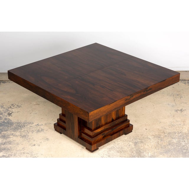 1930s French Art Deco Square Rosewood Dining Table With Architectural Pedestal Base For Sale - Image 18 of 18