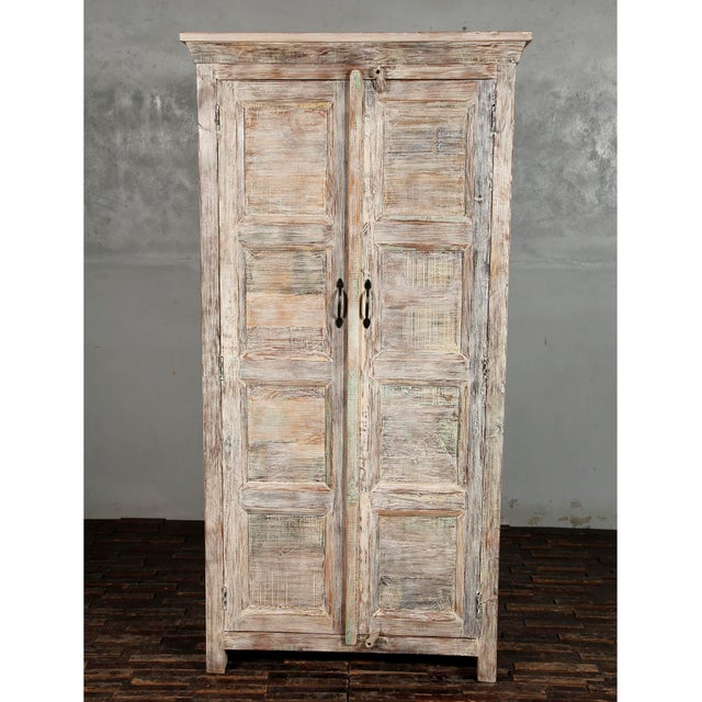 2020s Reclaimed Teak Wood Cabinet With Limed Whitewashed Finish For Sale - Image 5 of 6