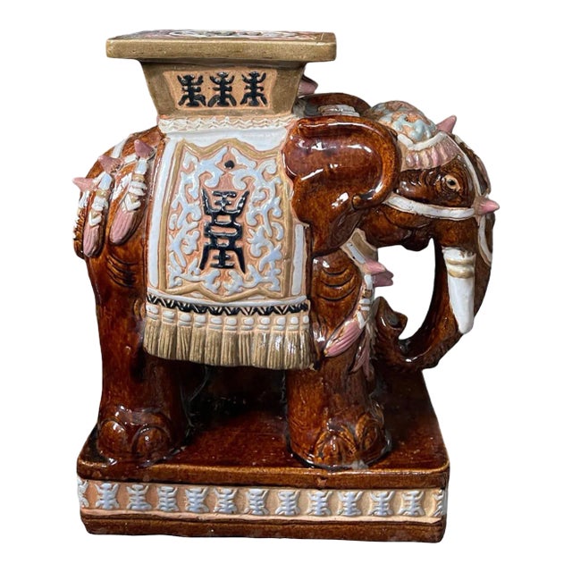 Late 20th Century Ceramic Elephant Garden Stool For Sale