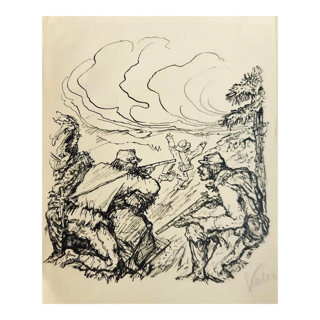 Two Soldiers - Original Lithograph by A. Kubin - 1933 1933 For Sale
