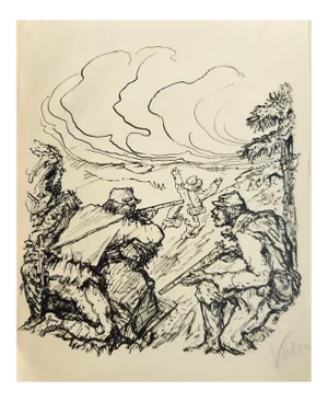Two Soldiers - Original Lithograph by A. Kubin - 1933 1933