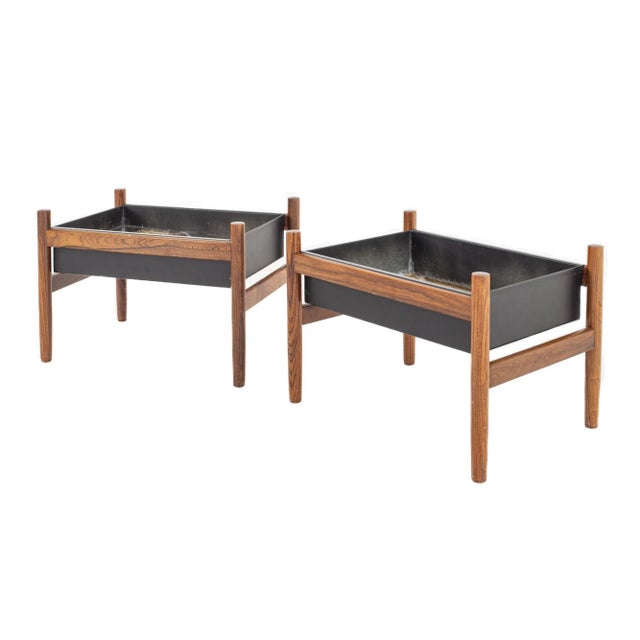 Spøttrup Danish Mid Century Rosewood Planter - Pair Each planter measures: 21 wide x 15 deep x 14.5 inches high We take...