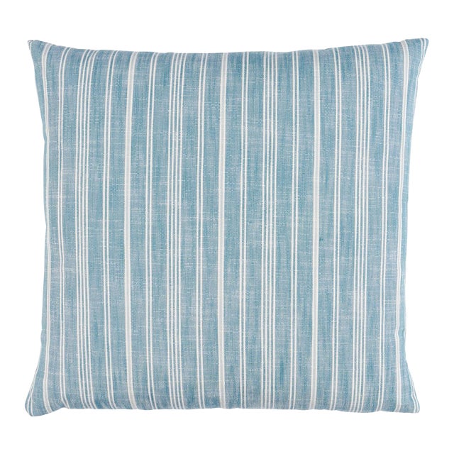 Schumacher x Mark D. Sikes Lucy Stripe 22" Pillow In Indigo For Sale