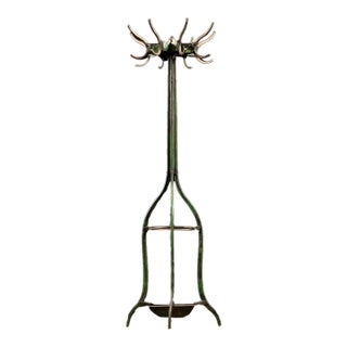 Antique Chippy Barber Shop Coat Rack in Green For Sale