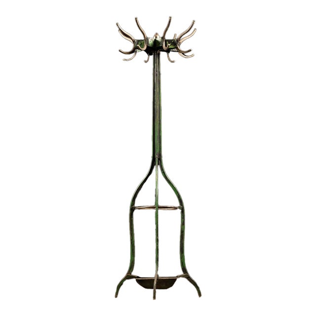 Antique Chippy Barber Shop Coat Rack in Green For Sale