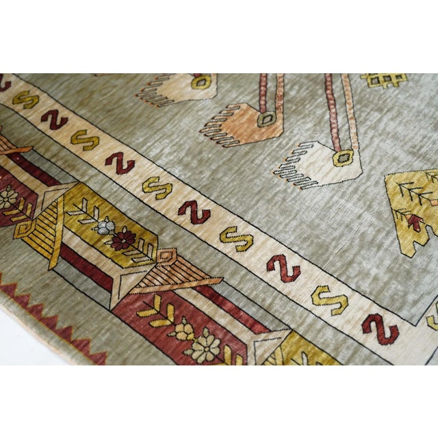 Green Extremely Fine Antique Turkish Silk Hereke Rug 2'6'' X 3'5'' For Sale - Image 8 of 12