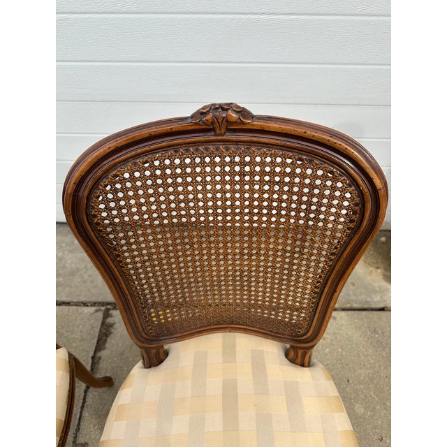 Wood Pair of Vintage French Style Cane Chairs For Sale - Image 7 of 8