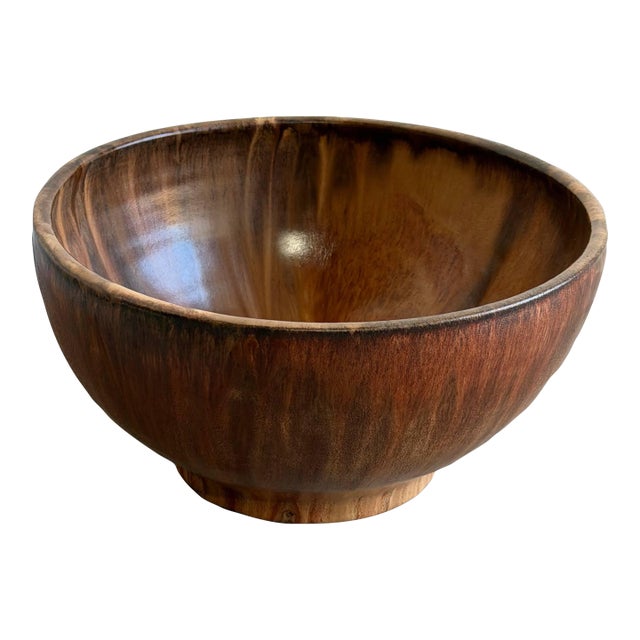 Large Brown Drip Glaze Ceramic Bowl 1960s Mid-Century Modern For Sale