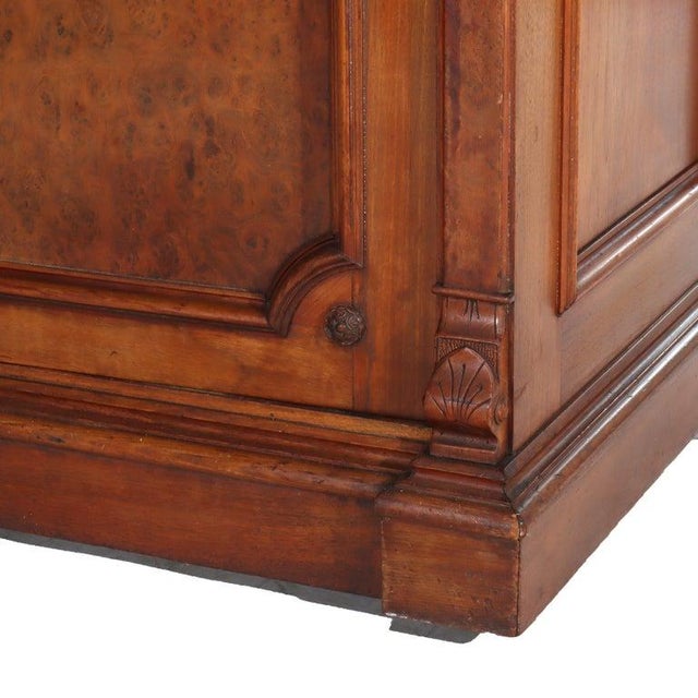 Renaissance Revival Carved Walnut & Burl Barrel Roll Top Secretary C1890 For Sale - Image 6 of 18