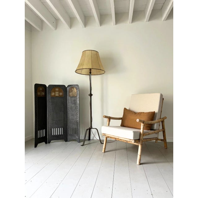 Vienna Secession Decorative Steel Fire Screen with 3 Folding Panels, Austria, 1900s For Sale - Image 5 of 10