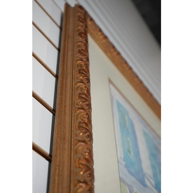 1960s Elizabeth Berry Framed Watercolor of House & Garden - Signed For Sale - Image 5 of 11