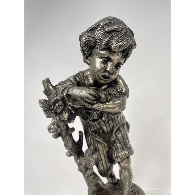 Statues of Children Playing, 1920s, Metal, Set of 2 For Sale - Image 4 of 16