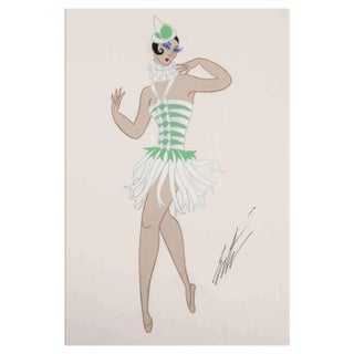 Erté, Scaramouche, Pierrette, Gouache on Paper, 1979 For Sale