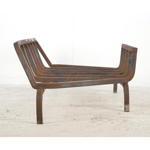 Reclaimed 42.375 In. Cast Iron Fireplace Grate Log Holder For Sale - Image 6 of 8