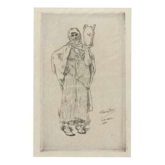 Félicien Rops, Algerian Woman Carrying a Pitcher (Sidi-Okba), 1888, Etching For Sale