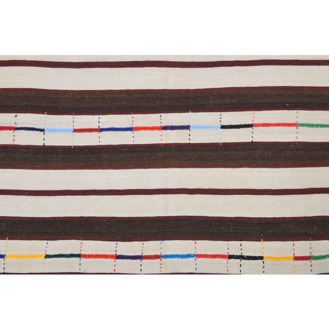 Textile Vintage Turkish Oushak Handmade Wool Cotton Beige Kilim Area Rug For Sale - Image 7 of 11