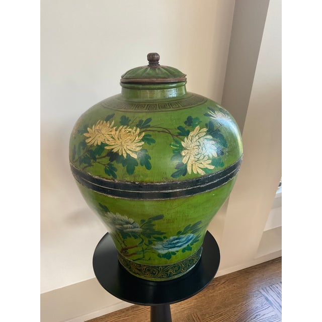 Late 20th Century Late 20th Century Unique Painted Wooden Ginger Jar For Sale - Image 5 of 7