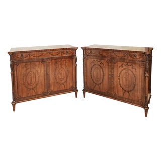 Superb Pair of Antique Style Two Door Mahogany Cupboards Made in Usa, 2 Pieces For Sale