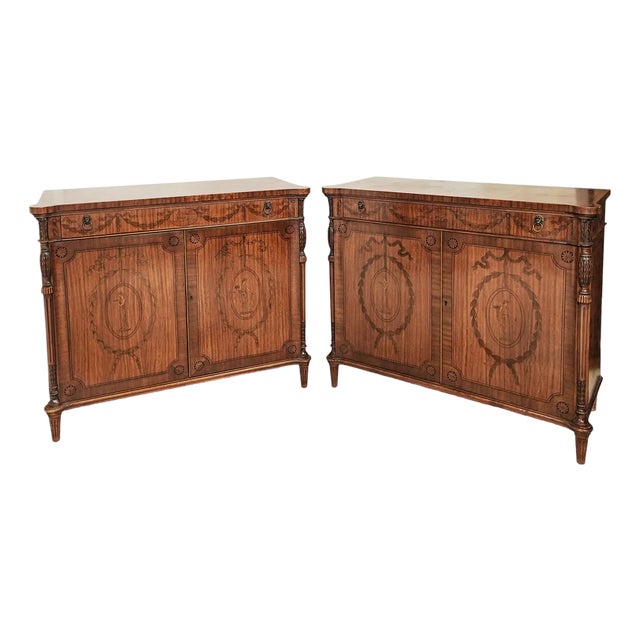 Superb Pair of Antique Style Two Door Mahogany Cupboards Made in Usa, 2 Pieces For Sale