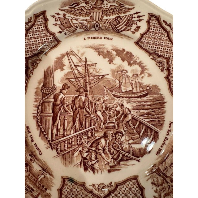 Brown Vintage Alfred Meakin Staffordshire Fair Winds The Friendship of Salem Brown Salad Plates- Set of 10 For Sale - Image 8 of 9