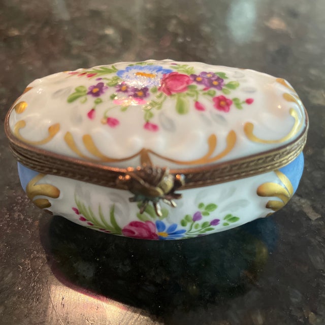 Blue Limoges Romance Pont Main Box For Sale - Image 8 of 8
