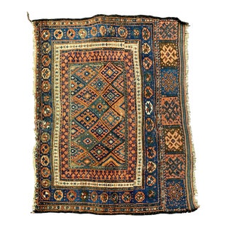 Late 19th Century Antique Kazac Caucasian Hand Woven Rug For Sale