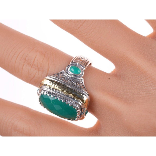 Late 20th Century sz9.5 Konstantino 18k/Sterling Chalcedony ring For Sale - Image 5 of 11
