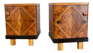 Art Deco Bedside Tables, Czechoslovakia, Set of 2