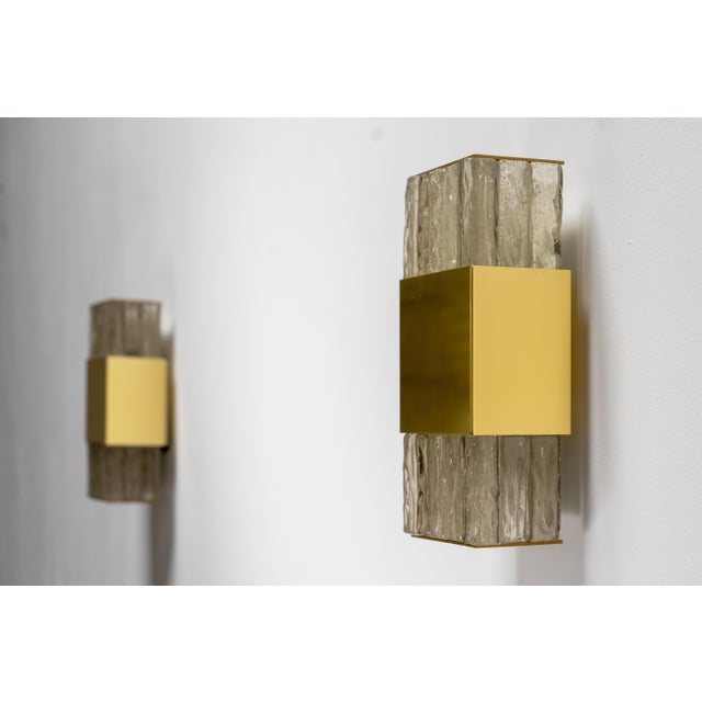 1970s Glass Wall Lights Sconces by Jean Perzel for Atelier Perzel, France, 1960s, Set of 2 For Sale - Image 5 of 9