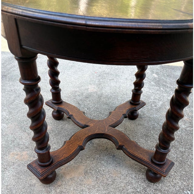 Vintage English Barley Twist Round Side Table For Sale - Image 4 of 11