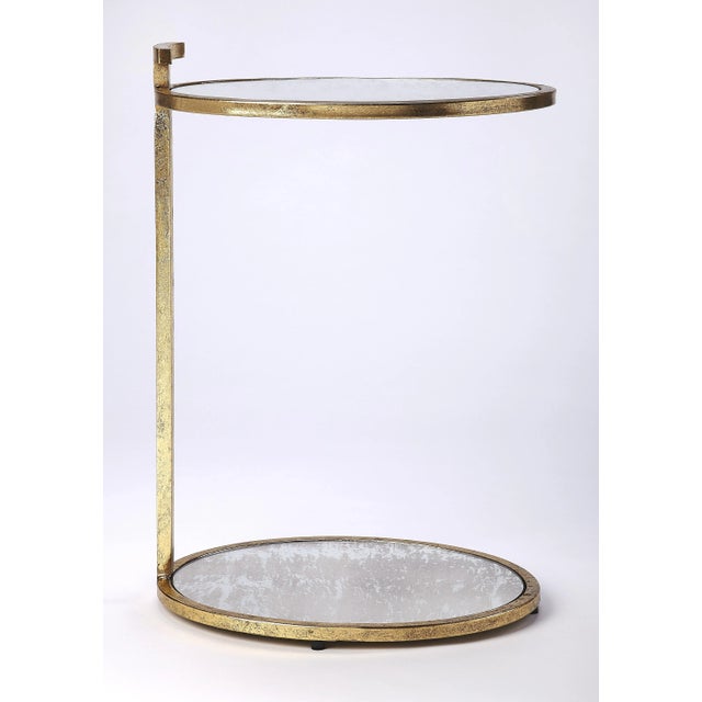 Spritely Home Accent Furniture Ciro Metal & Mirrored Accent Table, Gold For Sale - Image 4 of 4