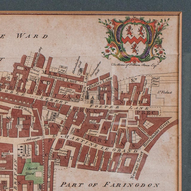 Glass Antique London Street Map, Aldersgate, English, Framed, the Barbican, Georgian For Sale - Image 7 of 11