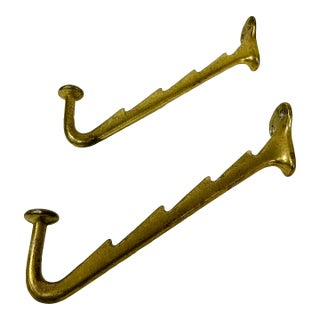 1940s Vintage Boho Chic Art Deco Metal Wall Mounted Stacking Hooks - A Pair. For Sale
