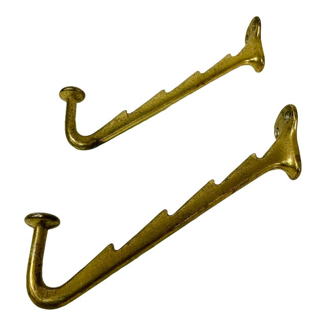 1940s Vintage Boho Chic Art Deco Metal Wall Mounted Stacking Hooks - A Pair. For Sale
