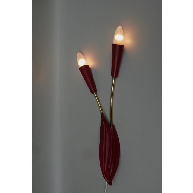 Gold Vintage Floral Wall Lights, 1950s, Set of 2 For Sale - Image 8 of 18