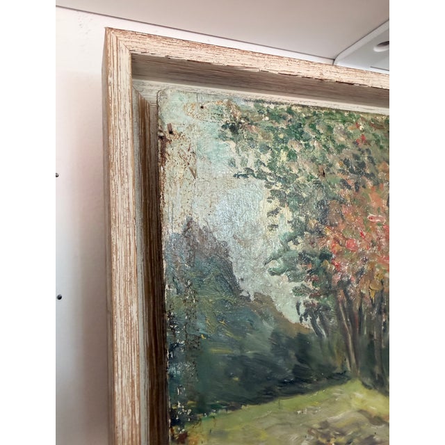 French Country Small French Landscape Oil on Board. C 1940 For Sale - Image 3 of 6
