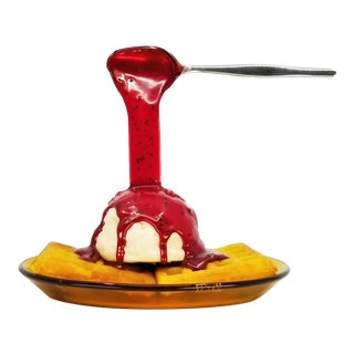 Pop Art Sculpture of Waffles Ice Cream and Strawberry Jam Designed by Geoffrey Rose for Frozen Moments For Sale