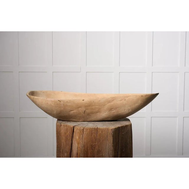 Large Antique Swedish Folk Art Wooden Bowl For Sale - Image 3 of 11