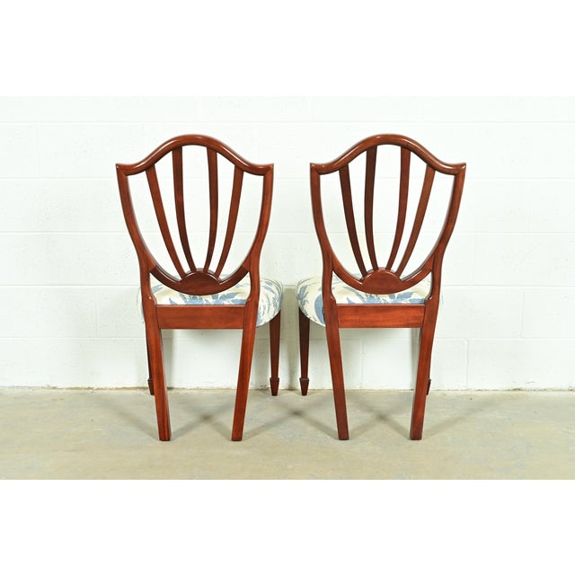Baker Furniture Historic Charleston Federal Carved Mahogany Shield Back Dining Chairs, Set of Four For Sale - Image 10 of 13