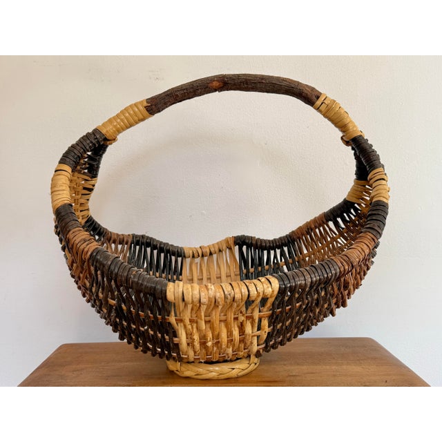 Folk Art Tricolored Gathering Basket For Sale - Image 10 of 10
