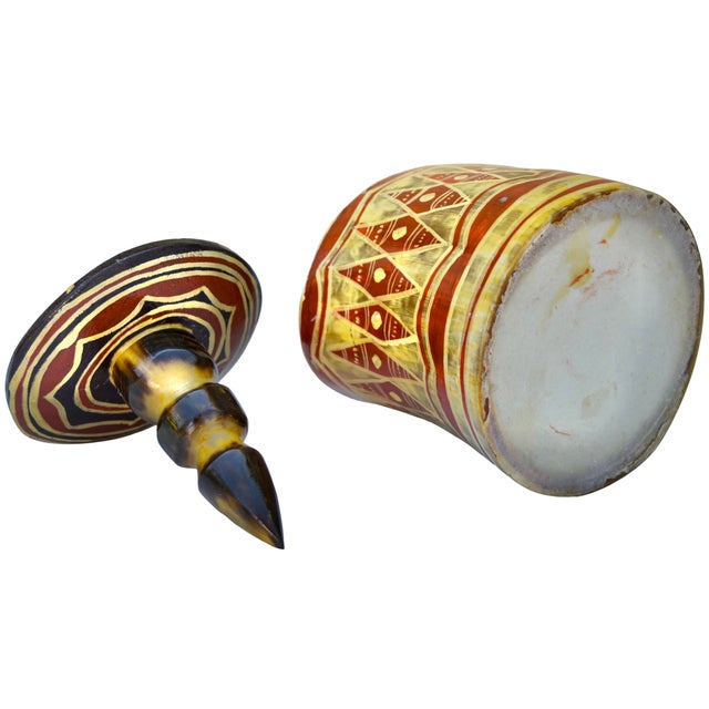 Vintage Handmade West-African Diamond-Patterned Horn Lidded Bowl For Sale In New York - Image 6 of 6