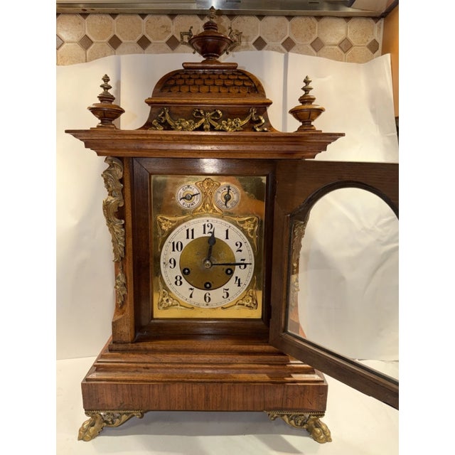 Victorian Antique Junghans German Bracket Mantel Clock Westminster Quarter Strike Chimes For Sale - Image 3 of 13